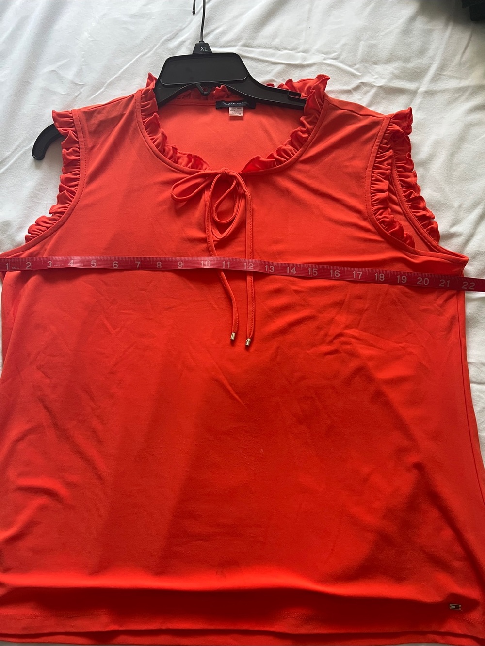 Tommy Hilfiger Orange Flutter Sleeve Ruffled Tie-Neck Women's Top Suze XL - Picture 7 of 9